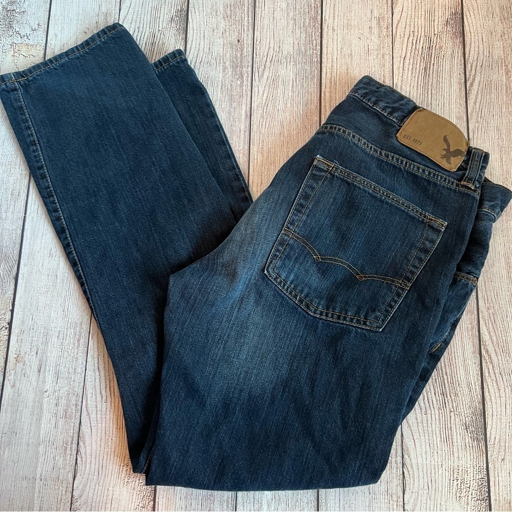 American Eagle Outfitters Slim Straight Jeans - Dark Blue Wash